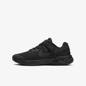 Nike Revolution 6 FlyEase Older Easy On-Off Maantie Lasten Juoksukengät Mustat Tummanharmaat | NK431OQS